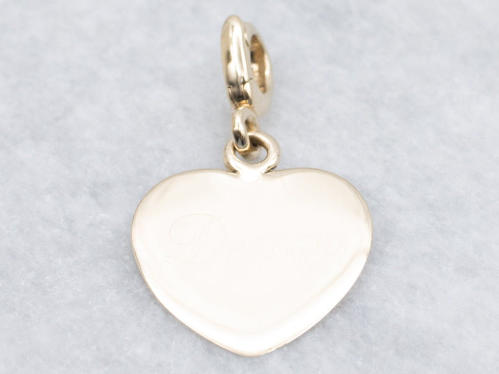 Flat Heart Engraved "Deacon" Gold Pendant