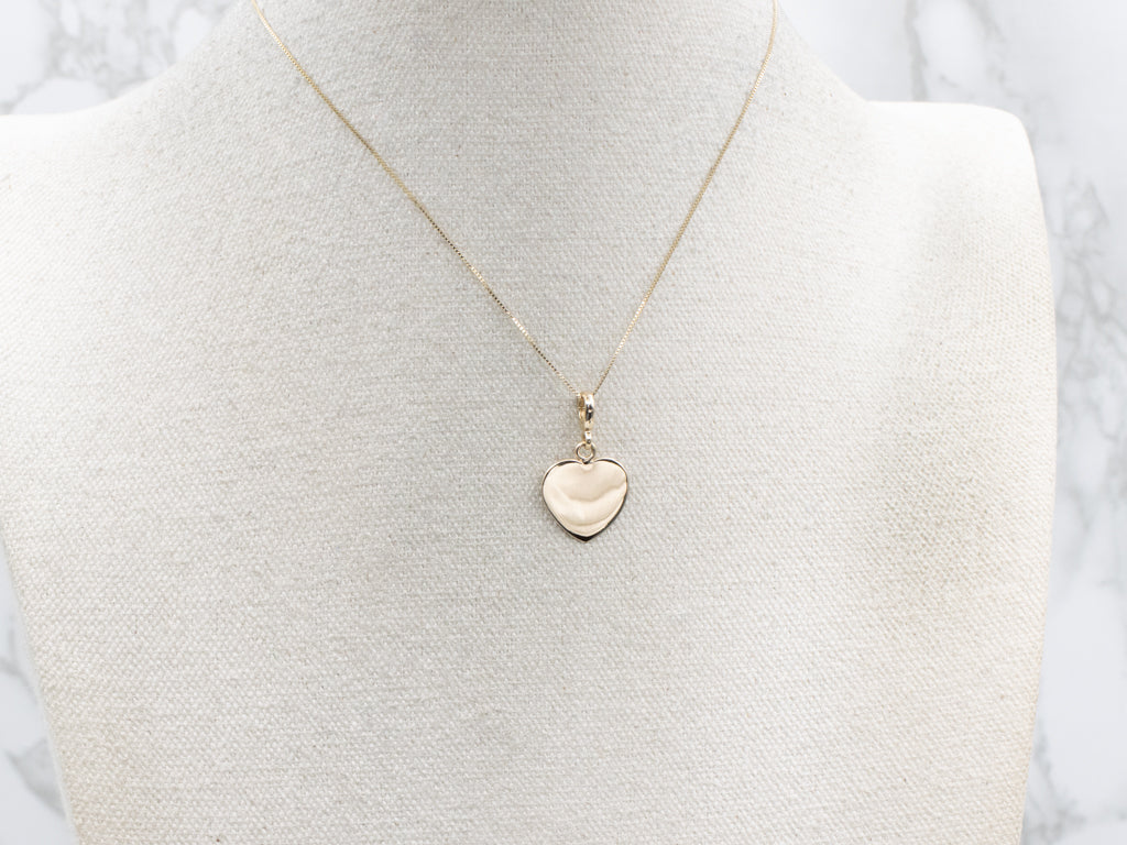 Flat Heart Engraved "Deacon" Gold Pendant