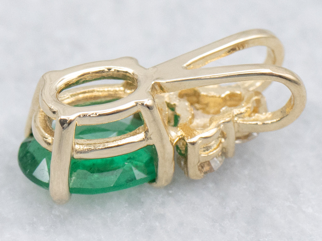Yellow Gold Emerald and Diamond Pendant