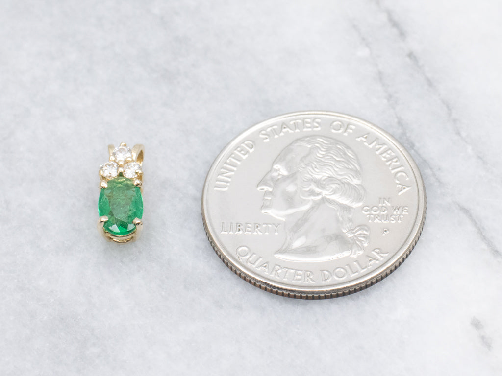 Yellow Gold Emerald and Diamond Pendant