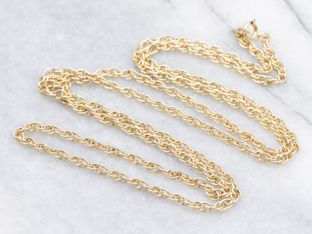 Long 24-Inches Yellow Gold Rope Chain
