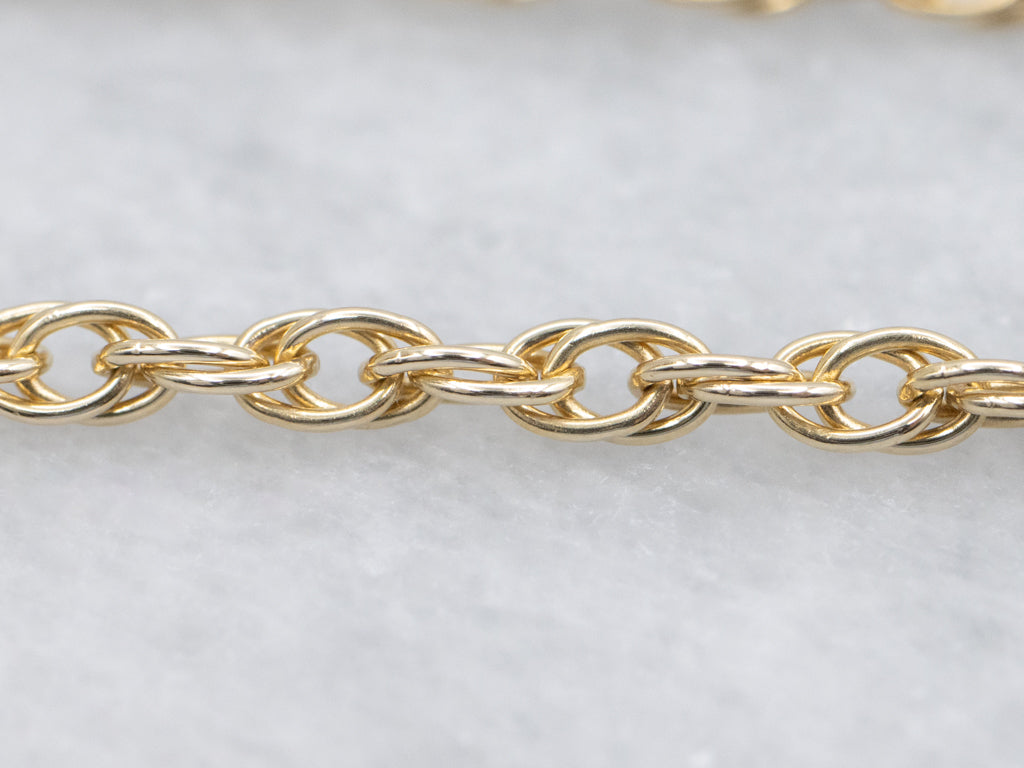 Long 24-Inches Yellow Gold Rope Chain