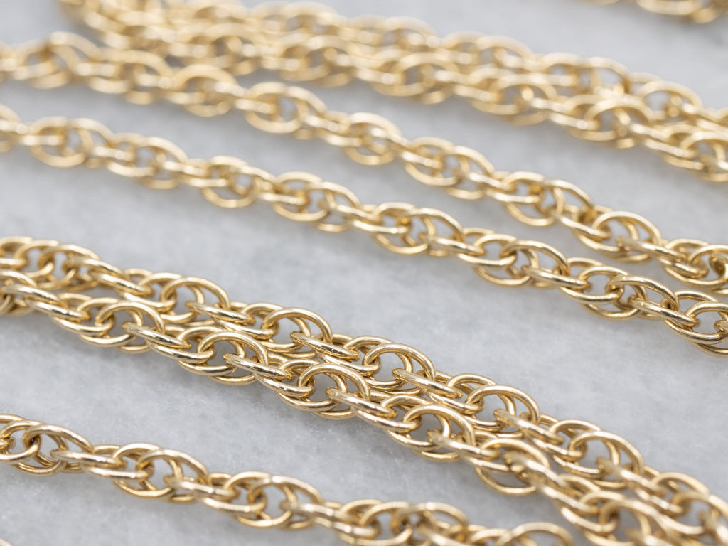 Long 24-Inches Yellow Gold Rope Chain