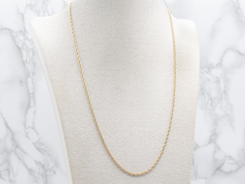 Long 24-Inches Yellow Gold Rope Chain