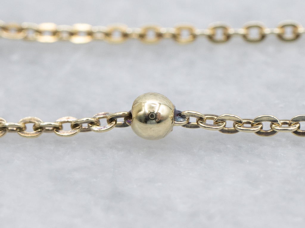 Yellow Gold Station Bead Rolo Chain