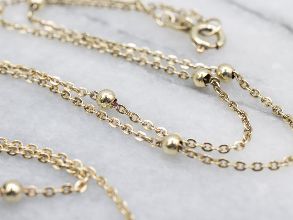 Yellow Gold Station Bead Rolo Chain