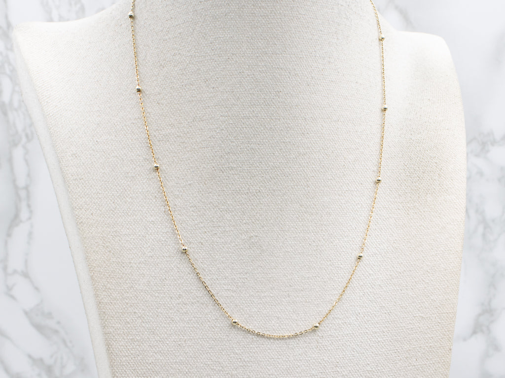 Yellow Gold Station Bead Rolo Chain