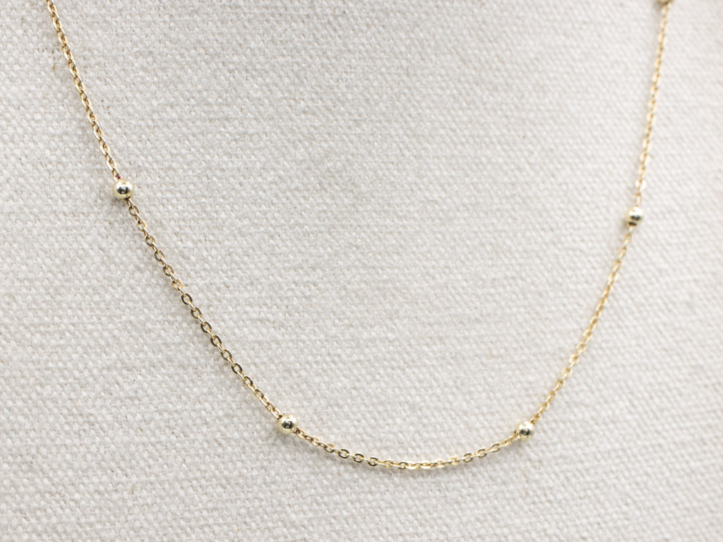 Yellow Gold Station Bead Rolo Chain
