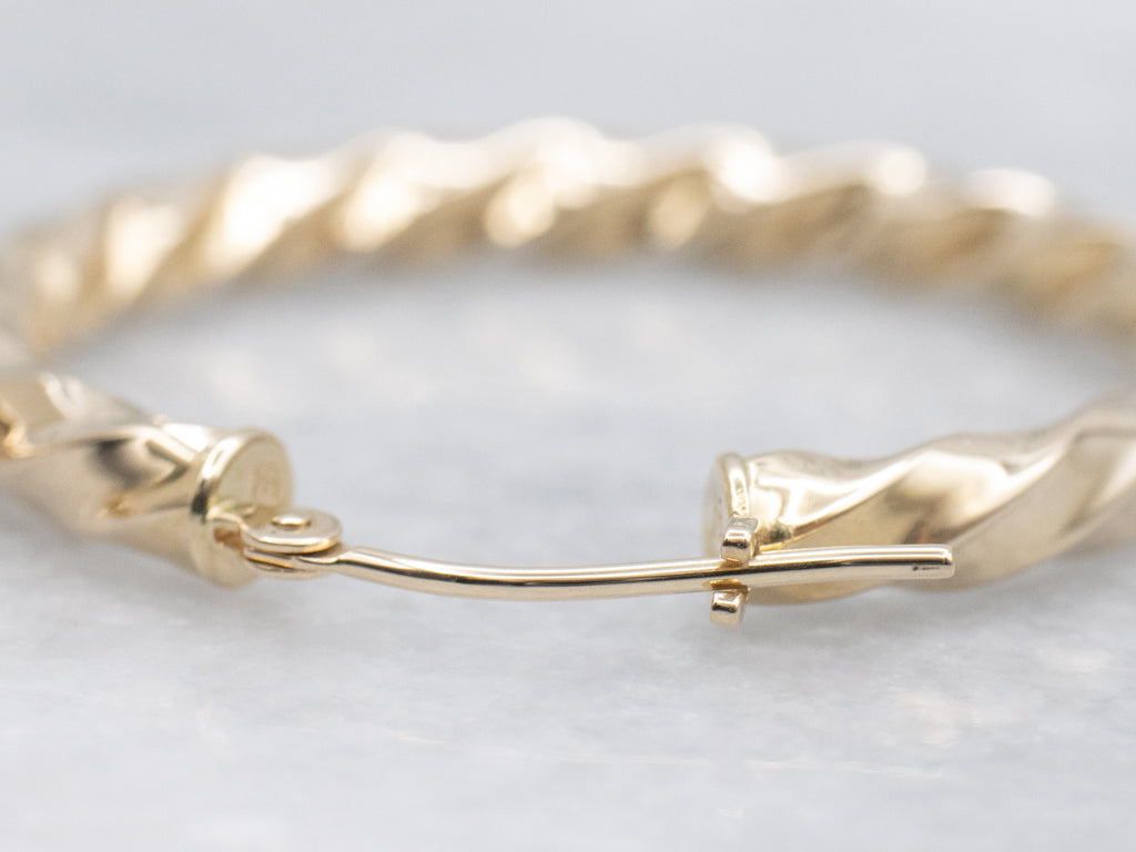 Twisted Yellow Gold Hoop Earrings
