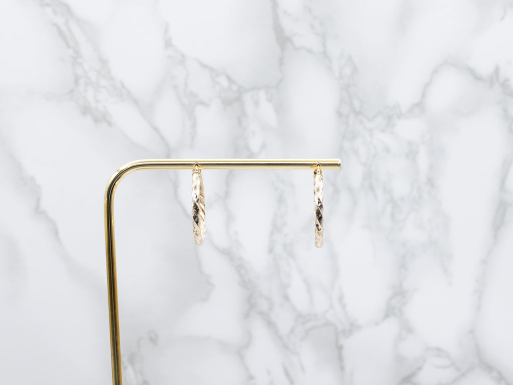 Twisted Yellow Gold Hoop Earrings
