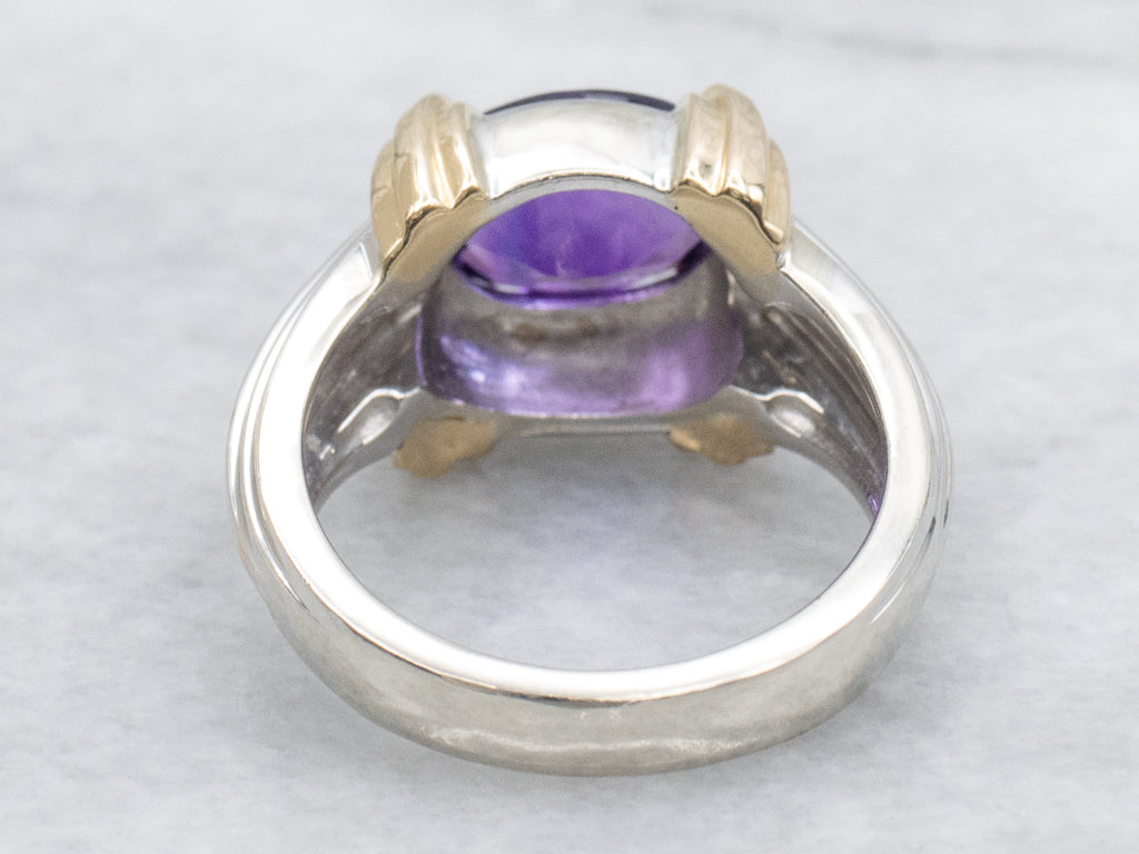 East-to-West Set Amethyst Two-Tone Gold Ring