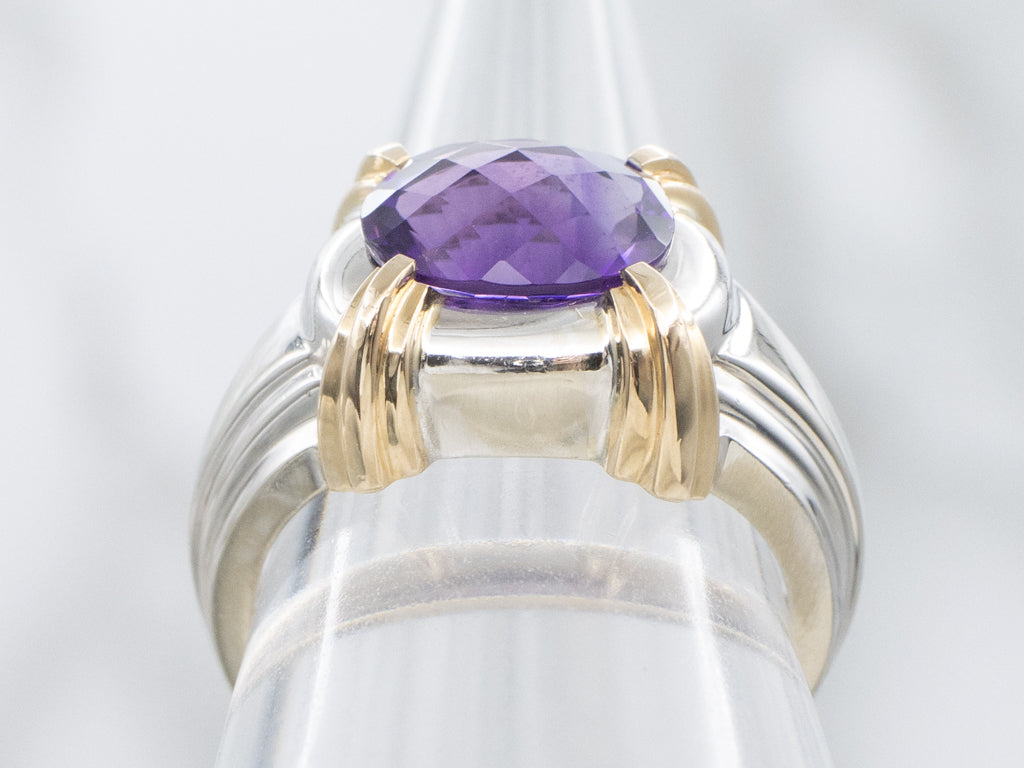 East-to-West Set Amethyst Two-Tone Gold Ring