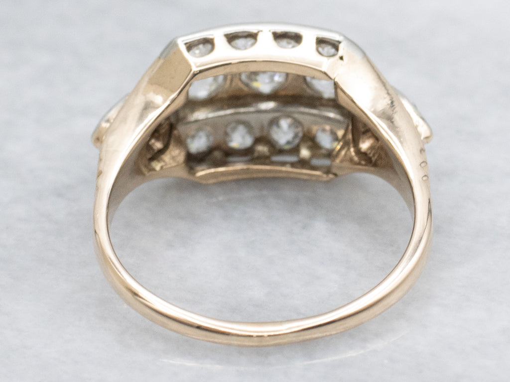 1930s Two-Tone Gold Old Mine Cut Diamond Ring