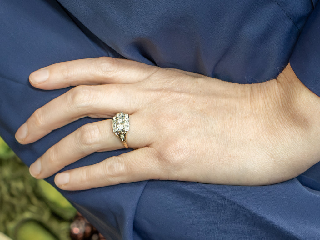 1930s Two-Tone Gold Old Mine Cut Diamond Ring