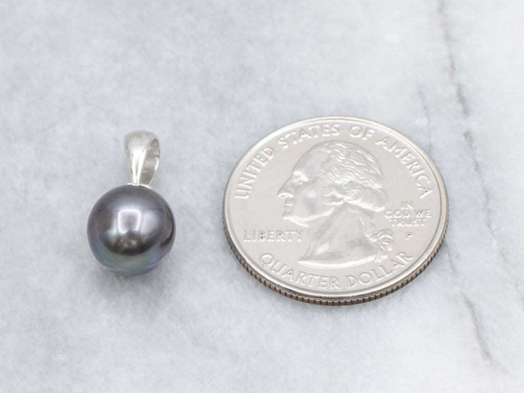 White Gold Grey Pearl Pendant