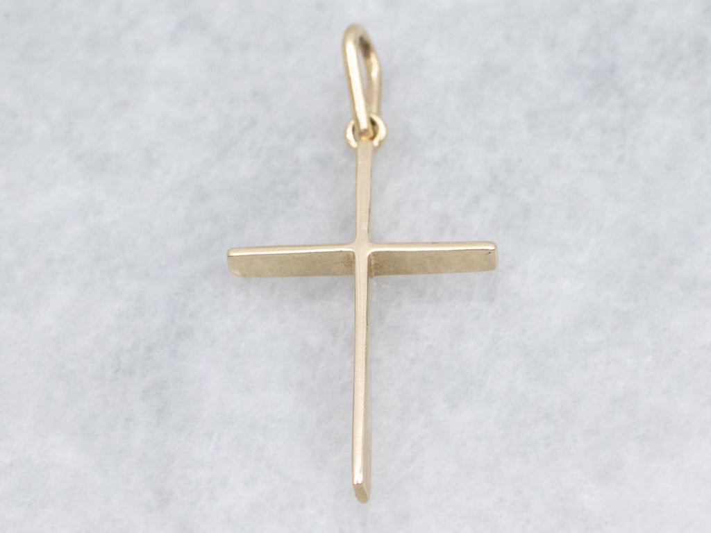 Simple Yellow Gold Cross Pendant
