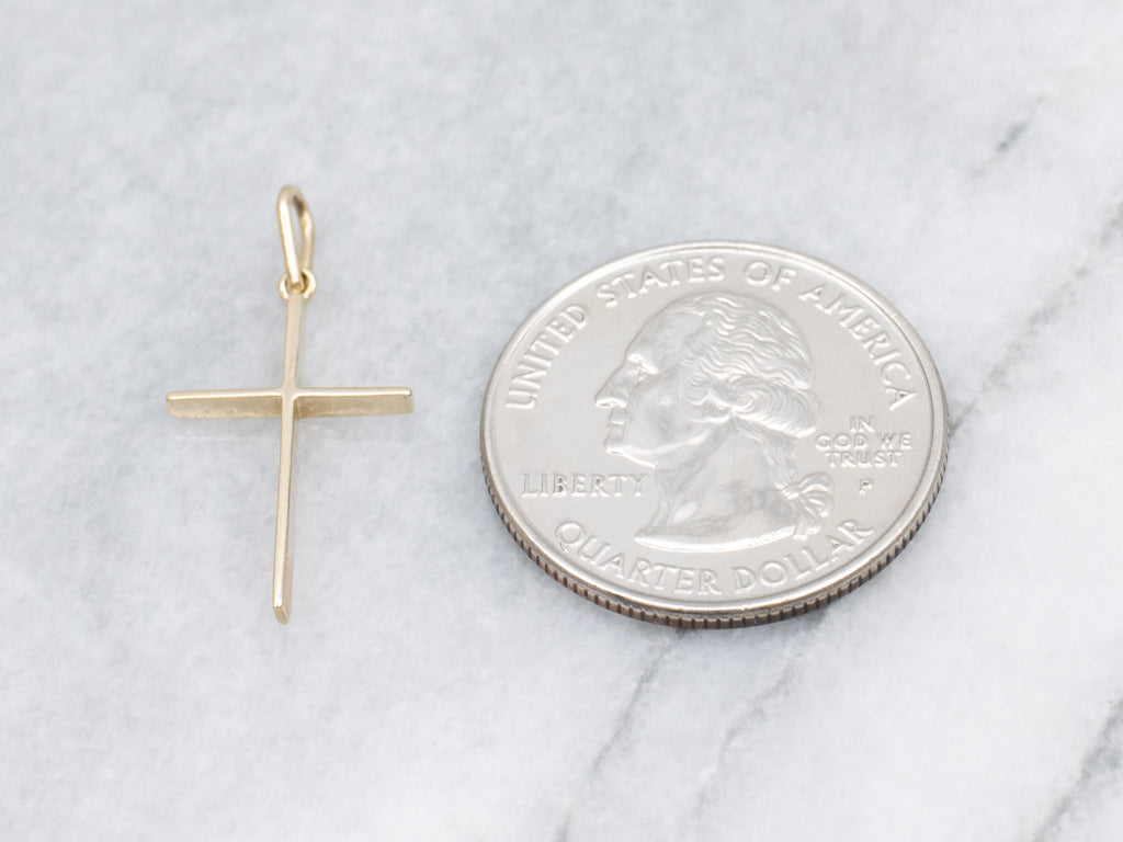 Simple Yellow Gold Cross Pendant