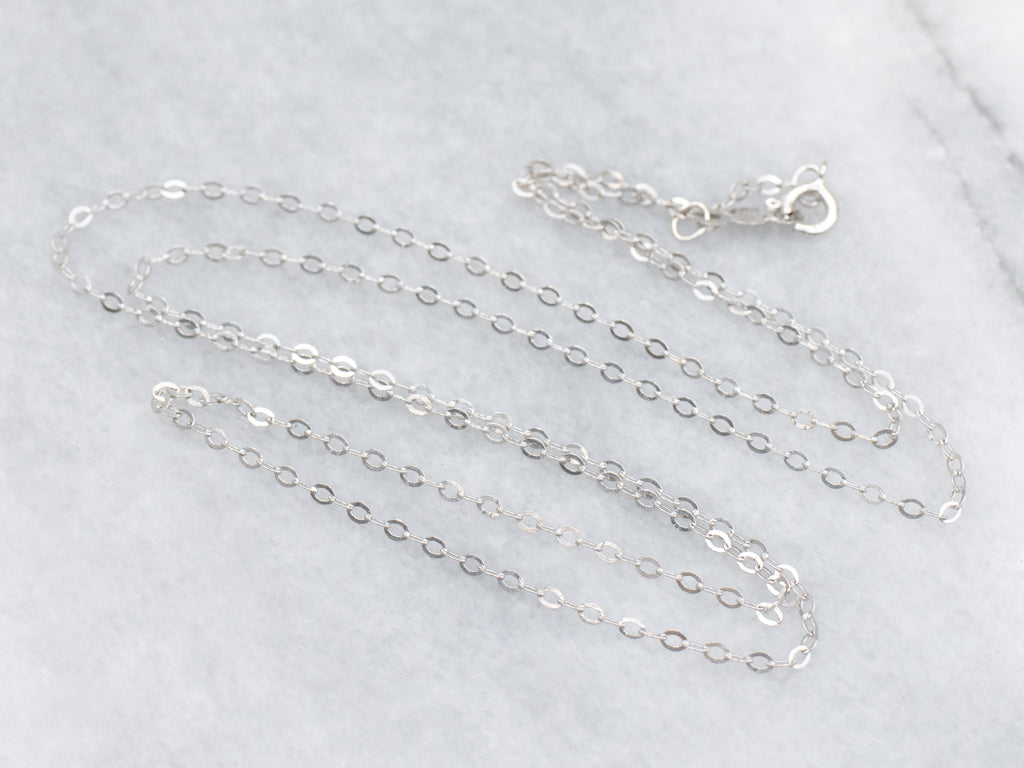 18-Inch White Gold Flat Oval Link Chain