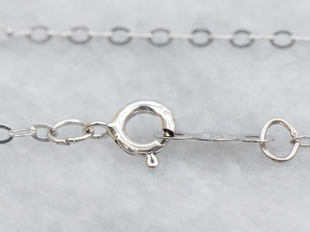 18-Inch White Gold Flat Oval Link Chain