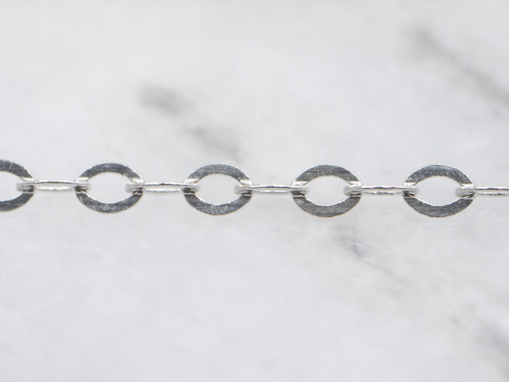 18-Inch White Gold Flat Oval Link Chain