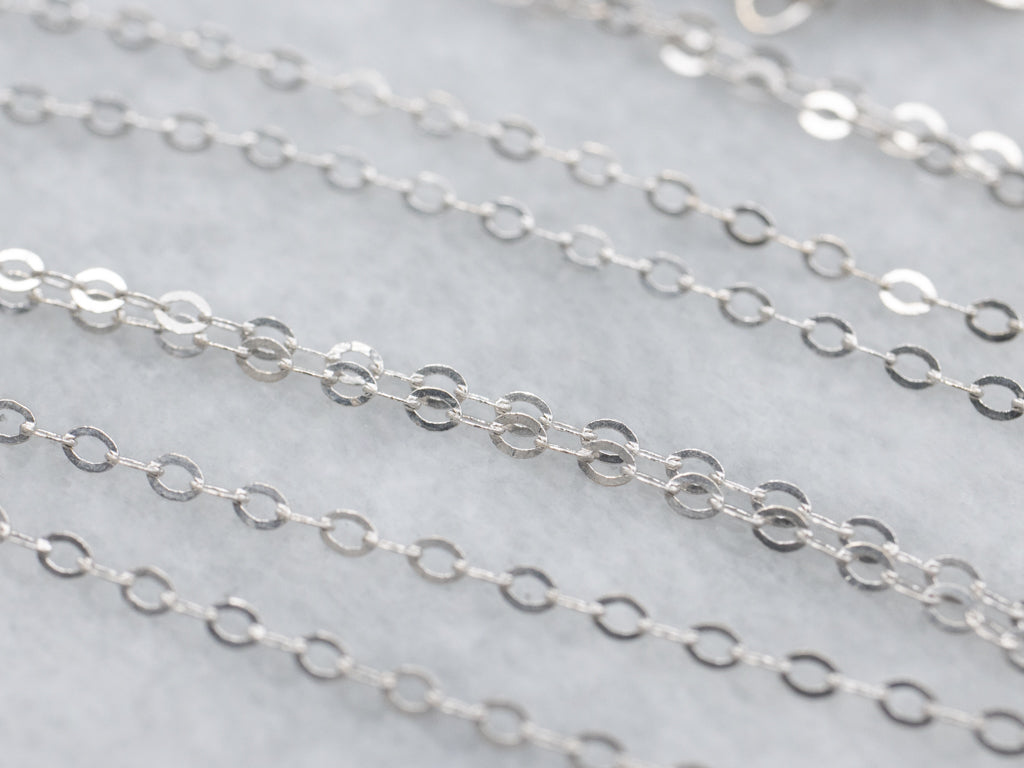 18-Inch White Gold Flat Oval Link Chain