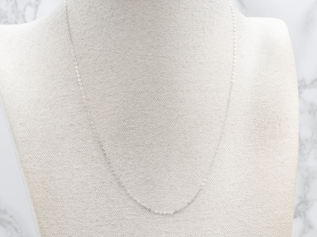 18-Inch White Gold Flat Oval Link Chain