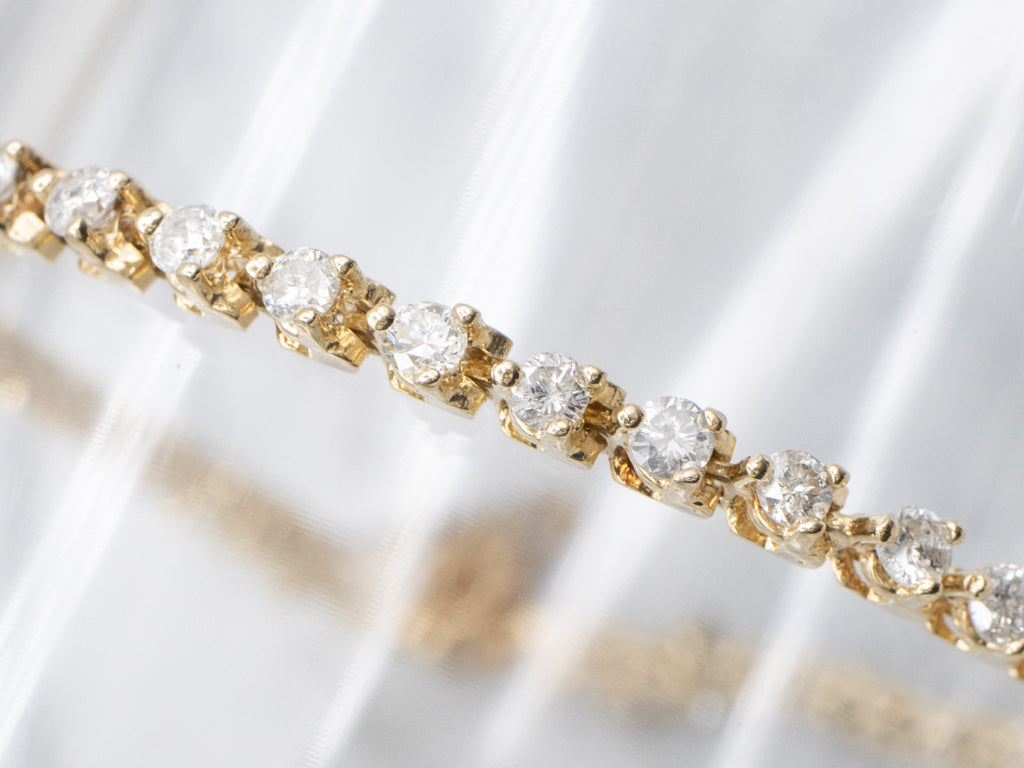 Yellow Gold Diamond Tennis Bracelet with Safety Chain