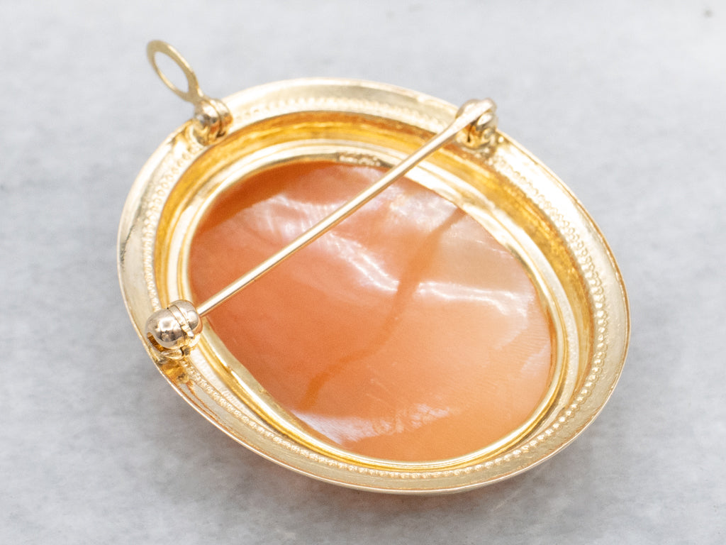 Mid-Century Gold Shell Cameo Pin or Pendant