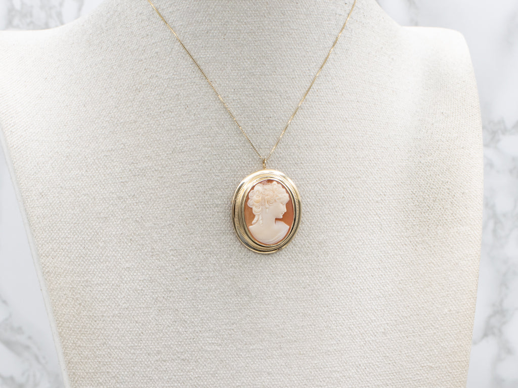 Mid-Century Gold Shell Cameo Pin or Pendant