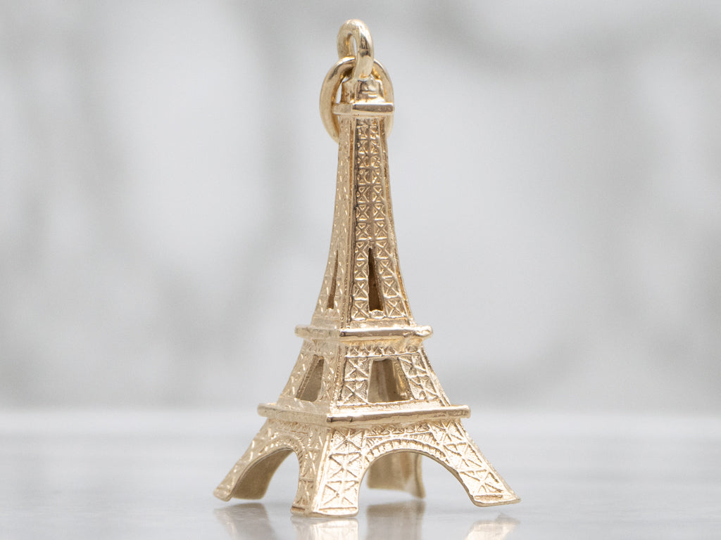 Detailed Gold Eiffel Tower Pendant