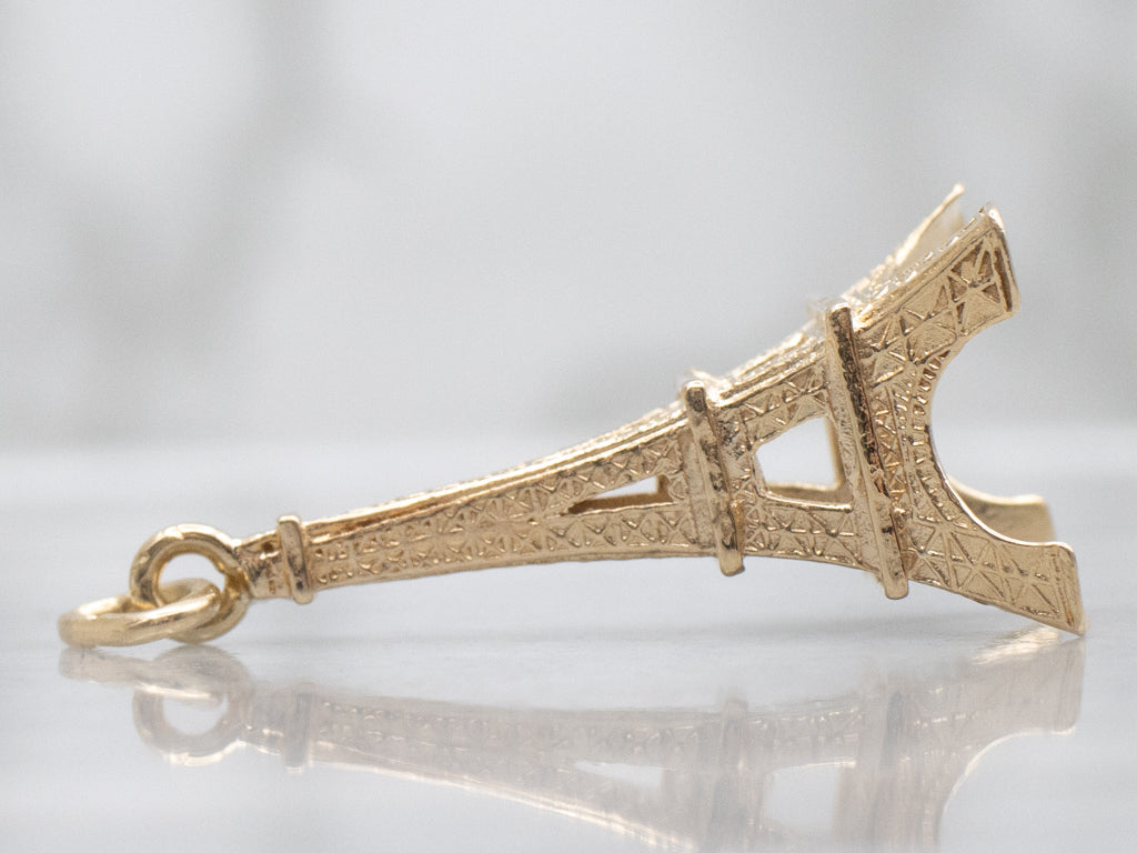 Detailed Gold Eiffel Tower Pendant