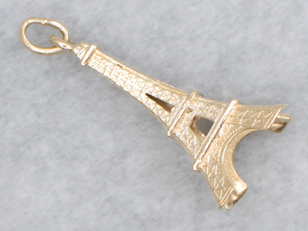 Detailed Gold Eiffel Tower Pendant