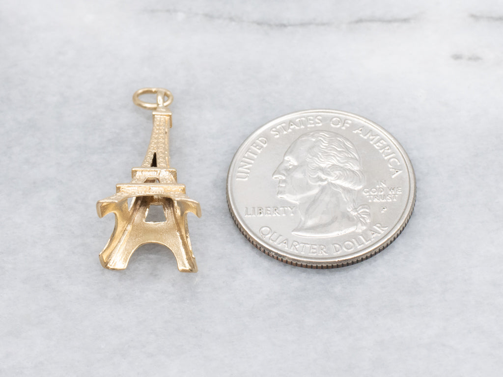 Detailed Gold Eiffel Tower Pendant