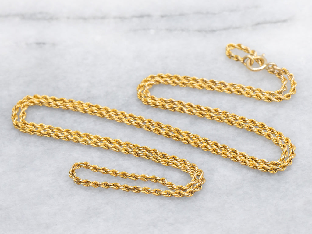 Yellow Gold Rope Chain with Spring Ring Clasp