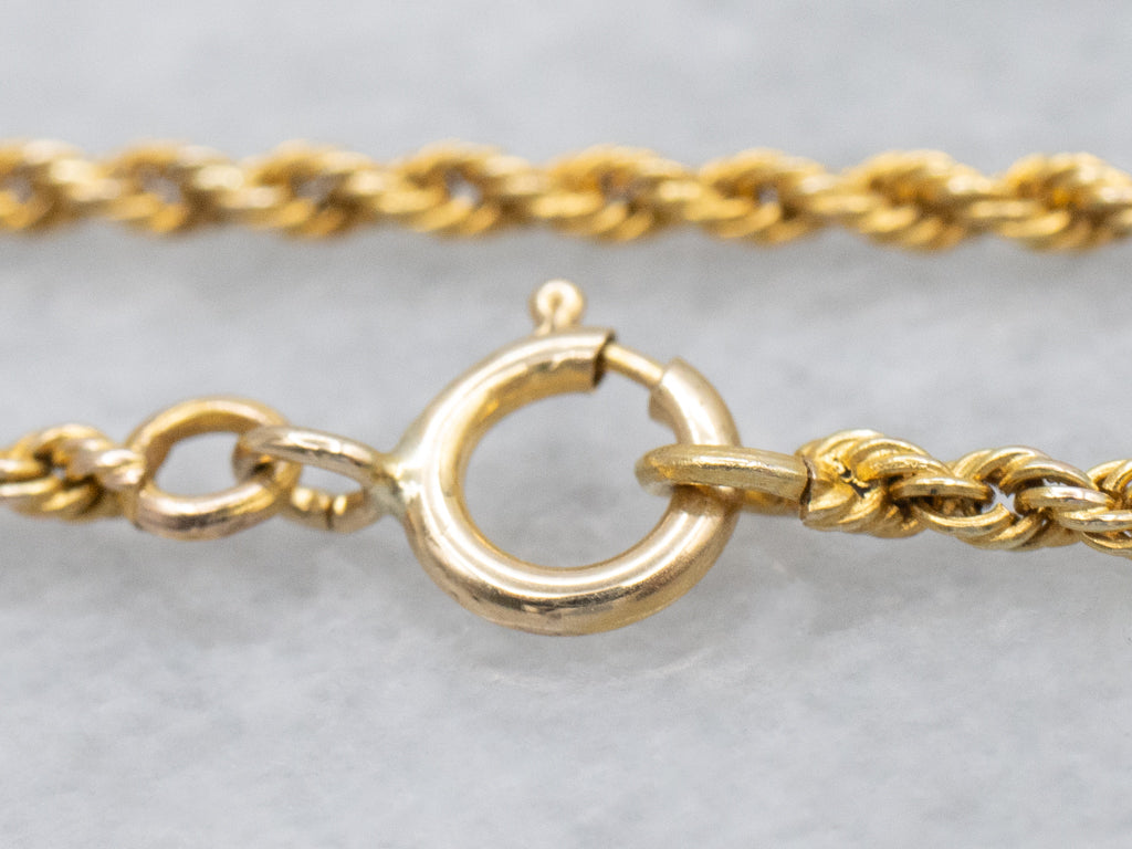 Yellow Gold Rope Chain with Spring Ring Clasp