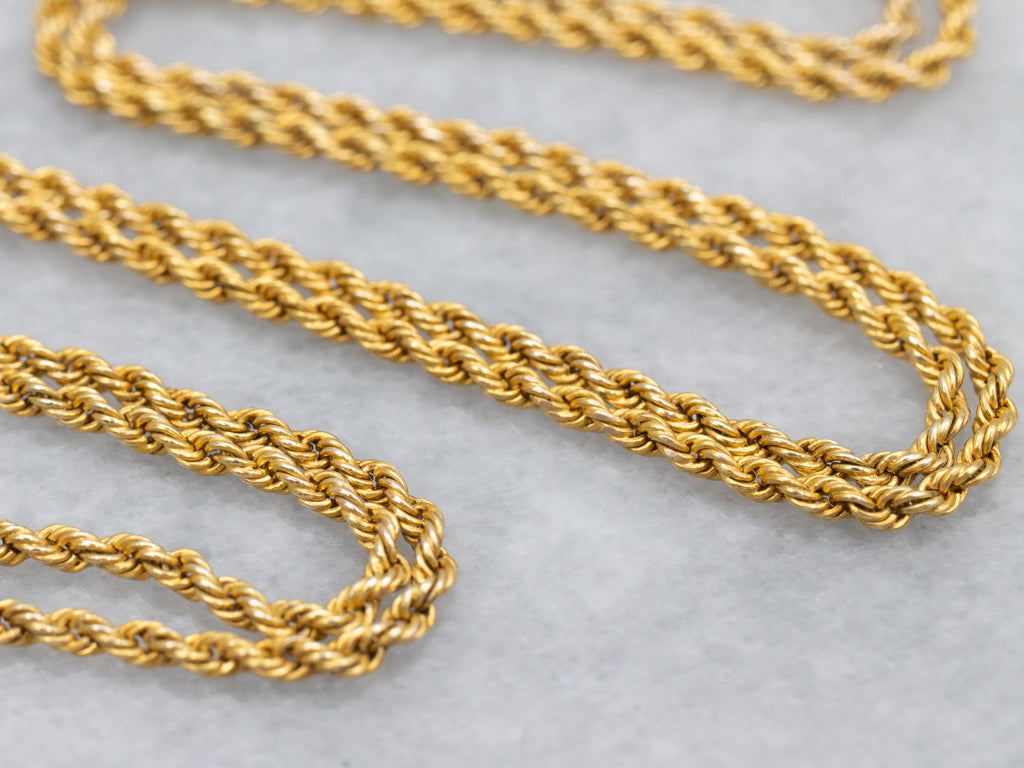 Yellow Gold Rope Chain with Spring Ring Clasp