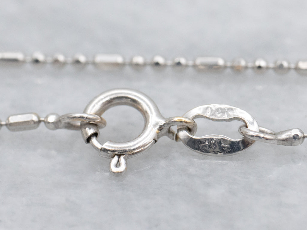 18-Karat White Gold Dot and Dash Beaded Chain