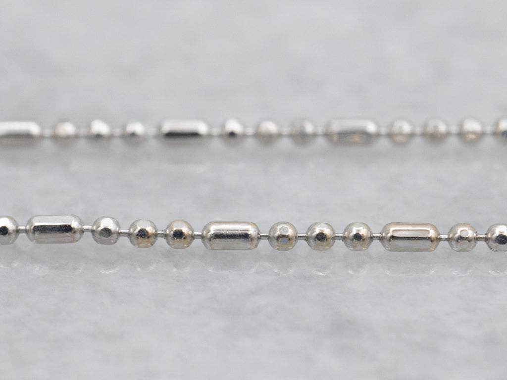 18-Karat White Gold Dot and Dash Beaded Chain