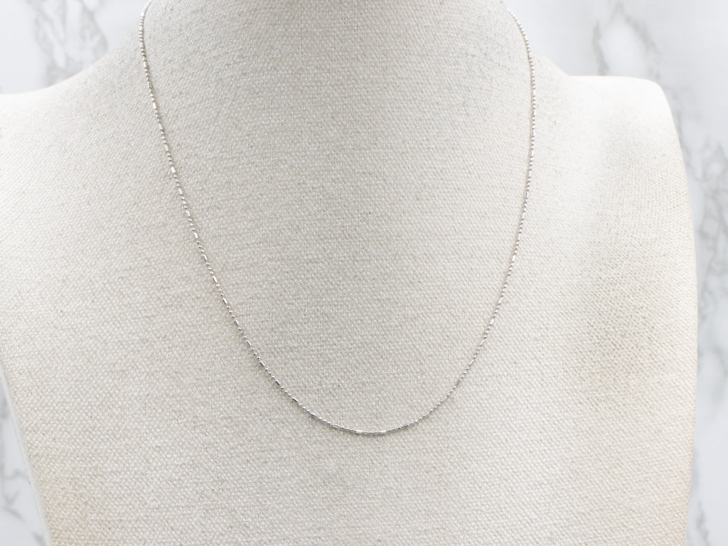 18-Karat White Gold Dot and Dash Beaded Chain
