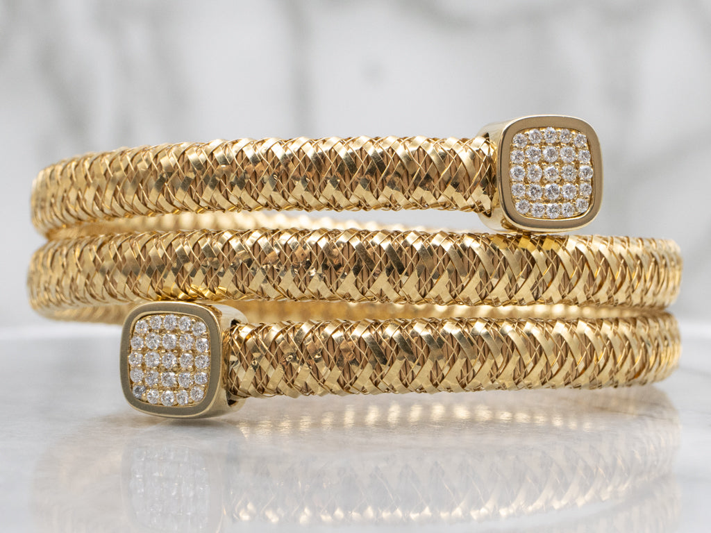 Roberto Coin 18-Karat Yellow Gold Diamond Primavera Coiled Wrap Bracelet