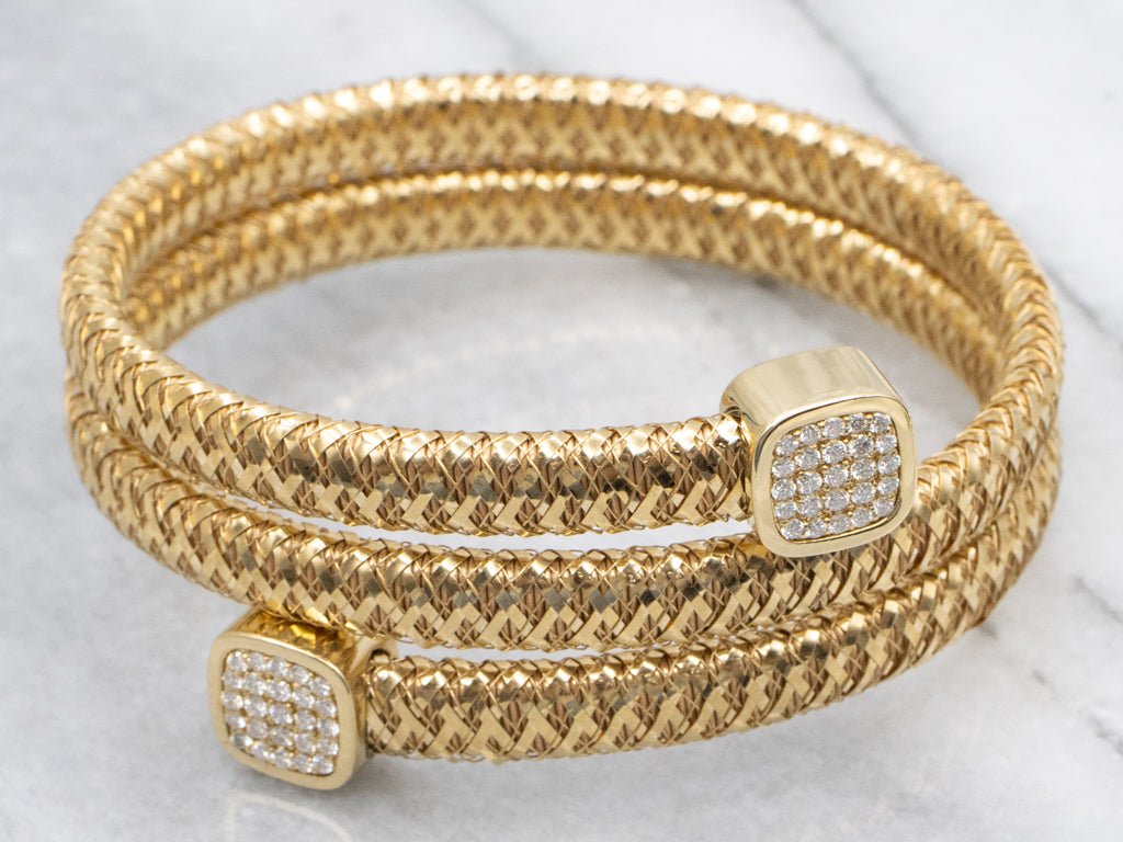 Roberto Coin 18-Karat Yellow Gold Diamond Primavera Coiled Wrap Bracelet