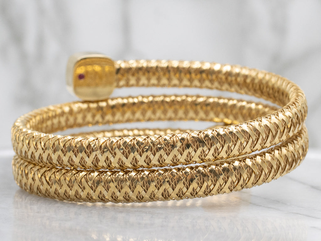Roberto Coin 18-Karat Yellow Gold Diamond Primavera Coiled Wrap Bracelet