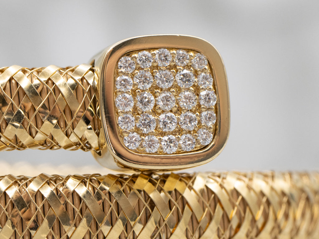 Roberto Coin 18-Karat Yellow Gold Diamond Primavera Coiled Wrap Bracelet