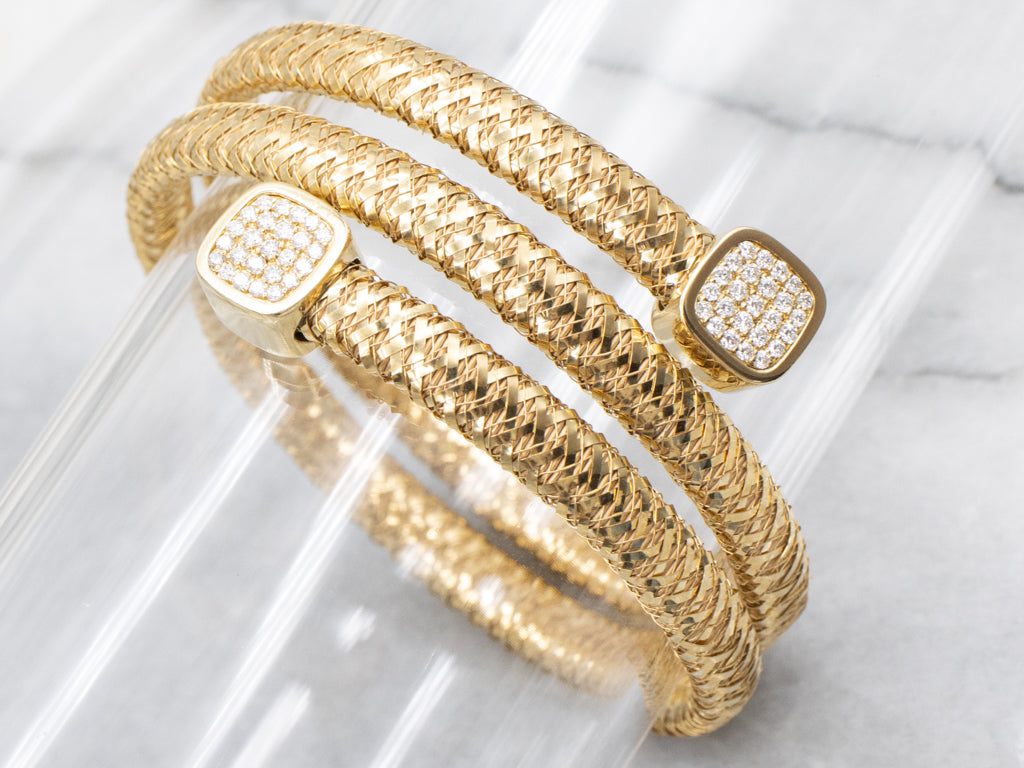 Roberto Coin 18-Karat Yellow Gold Diamond Primavera Coiled Wrap Bracelet