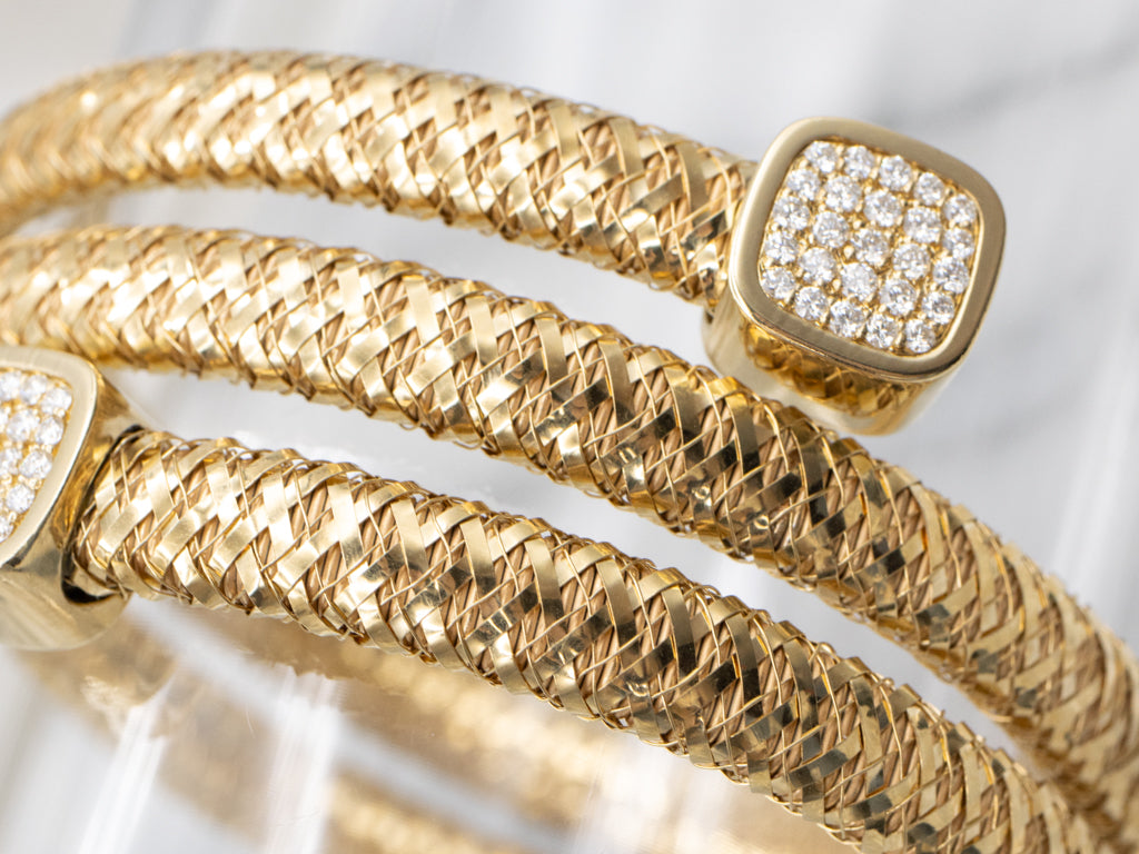 Roberto Coin 18-Karat Yellow Gold Diamond Primavera Coiled Wrap Bracelet