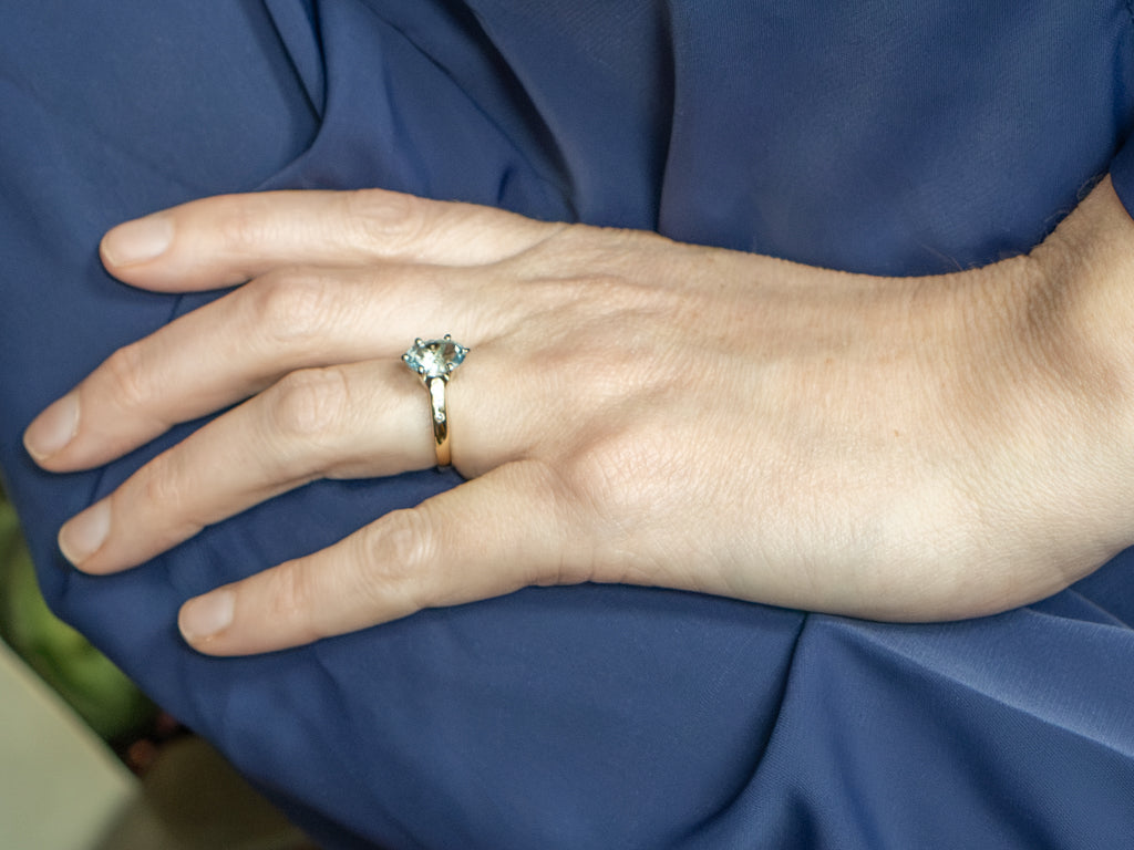 Aquamarine and Diamond Two-Tone Gold Ring