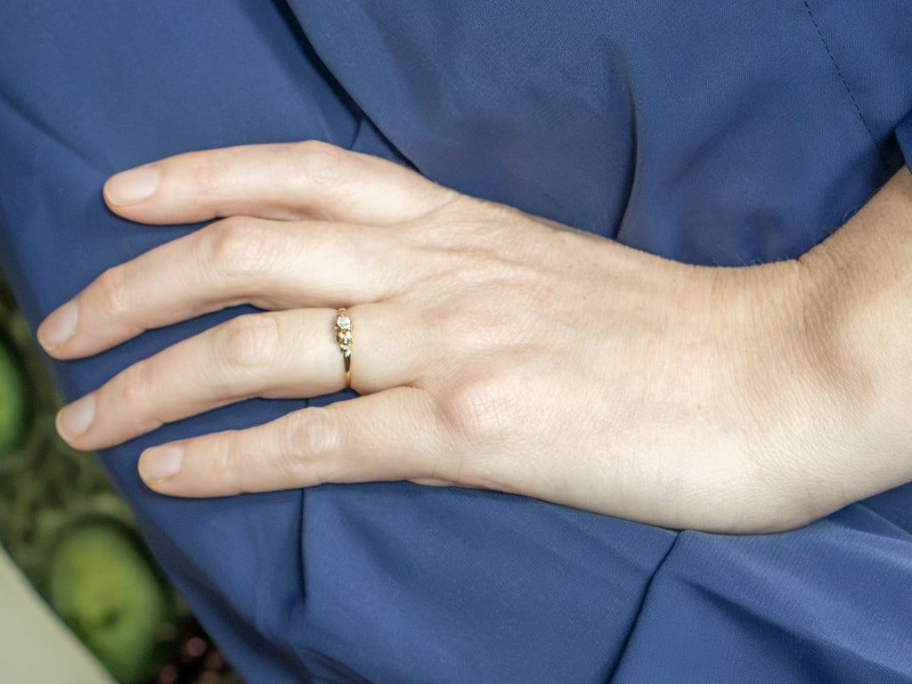 Antique Old Mine Cut Diamond Engagement Ring with Engraved Details