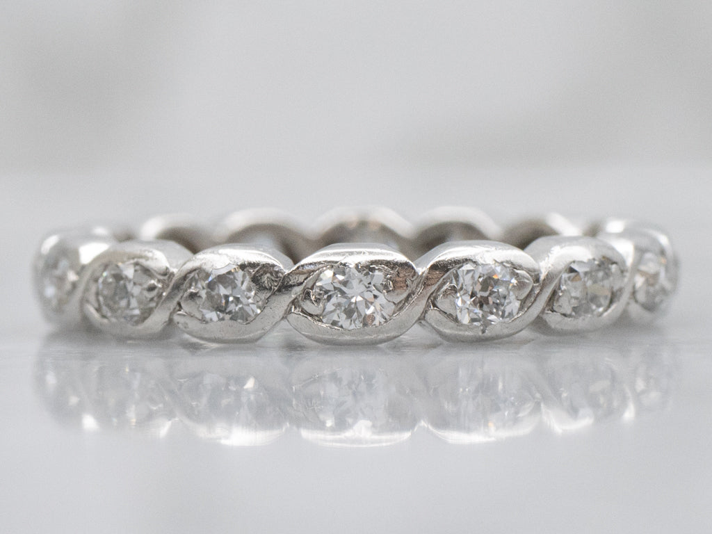 Old Mine Cut Diamond Platinum Eternity Band