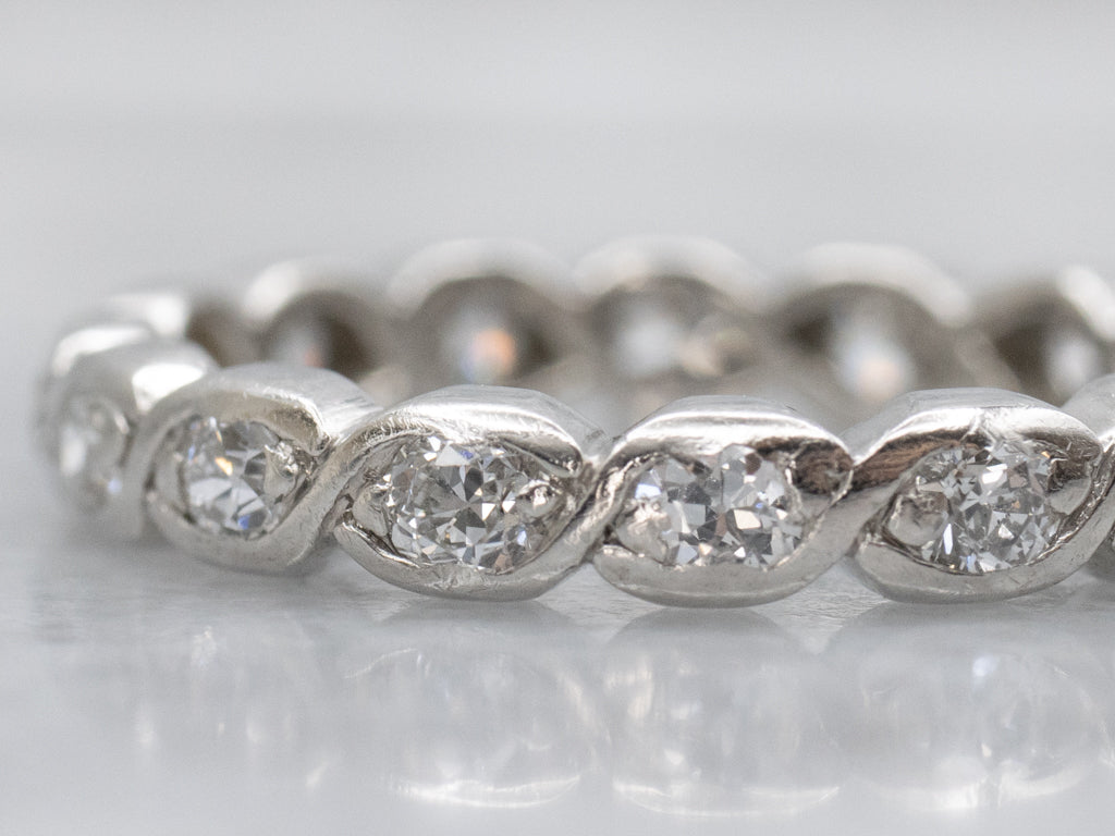 Old Mine Cut Diamond Platinum Eternity Band