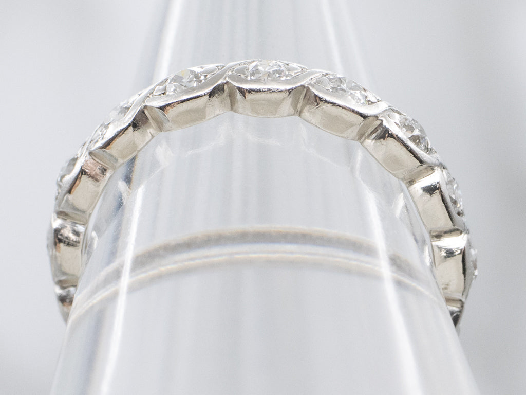 Old Mine Cut Diamond Platinum Eternity Band